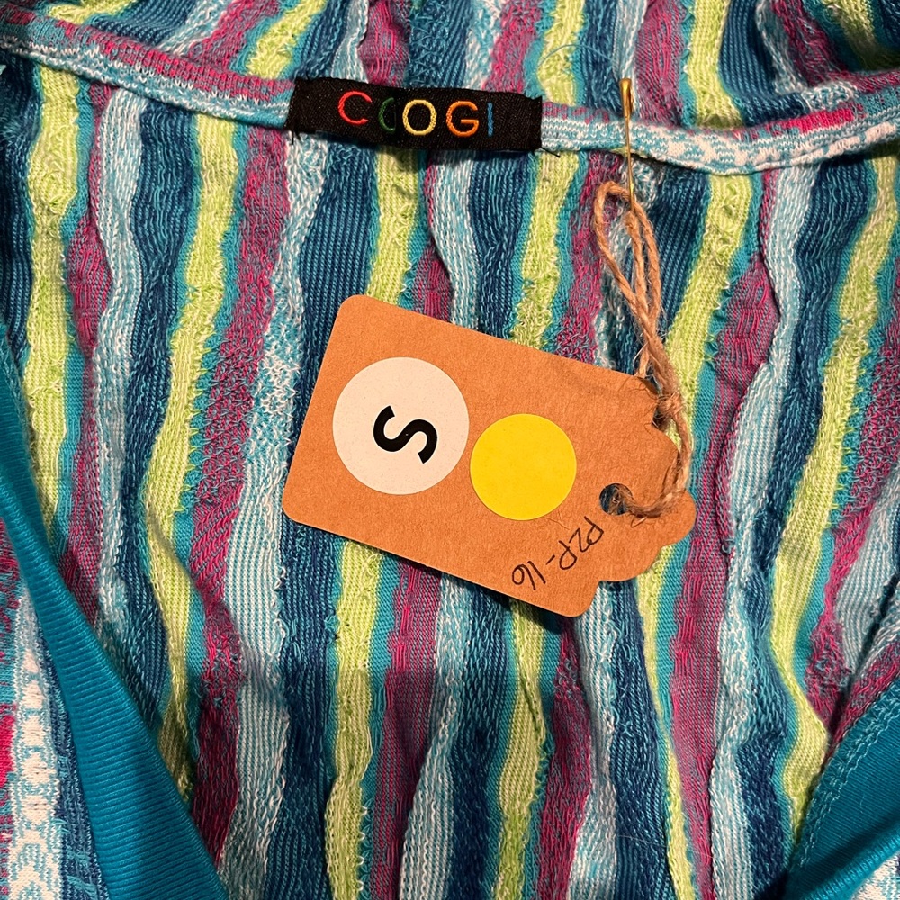 COOGI Vibrant Knit with Blue and Pink Stripes